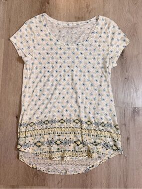 Lucky Brand Boho Floral & Geometric Mixed Print Top - Size M